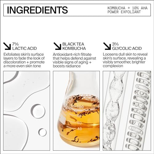 Youth To The People Kombucha + 10% AHA Power Exfoliant - Overnight Resurfacing Peel with Lactic & Glycolic Acid, 4 fl oz Avelisse