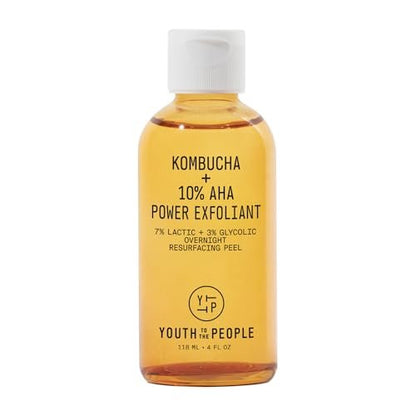 Youth To The People Kombucha + 10% AHA Power Exfoliant - Overnight Resurfacing Peel with Lactic & Glycolic Acid, 4 fl oz Avelisse