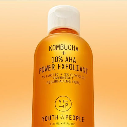 Youth To The People Kombucha + 10% AHA Power Exfoliant - Overnight Resurfacing Peel with Lactic & Glycolic Acid, 4 fl oz Avelisse