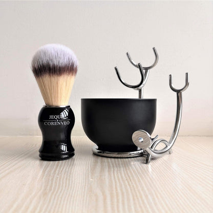 JEQUIL&CORENVEO Deluxe Shaving Kit for Men – 3-in-1 Shaving Set with Brush, Bowl, and Razor & Brush Holder Avelisse