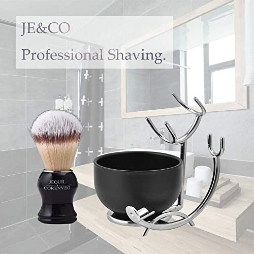 JEQUIL&CORENVEO Deluxe Shaving Kit for Men – 3-in-1 Shaving Set with Brush, Bowl, and Razor & Brush Holder Avelisse