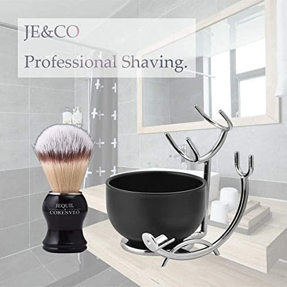 JEQUIL&CORENVEO Deluxe Shaving Kit for Men – 3-in-1 Shaving Set with Brush, Bowl, and Razor & Brush Holder Avelisse