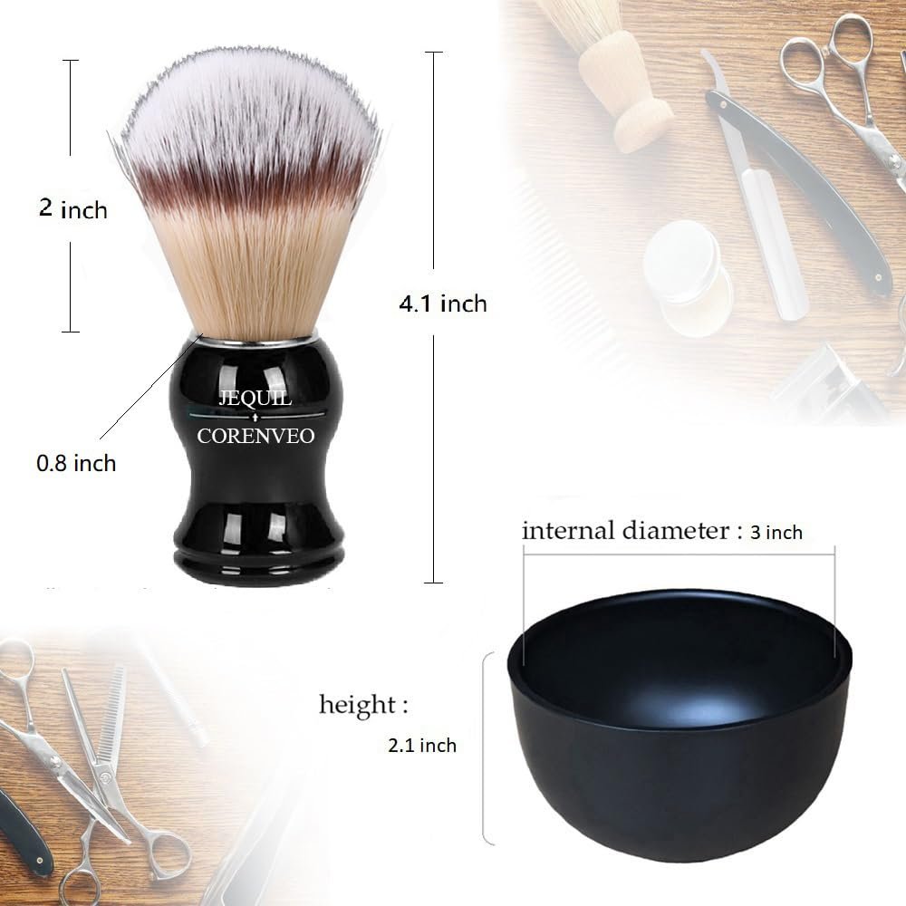 JEQUIL&CORENVEO Deluxe Shaving Kit for Men – 3-in-1 Shaving Set with Brush, Bowl, and Razor & Brush Holder Avelisse