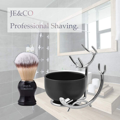 JEQUIL&CORENVEO Deluxe Shaving Kit for Men – 3-in-1 Shaving Set with Brush, Bowl, and Razor & Brush Holder Avelisse