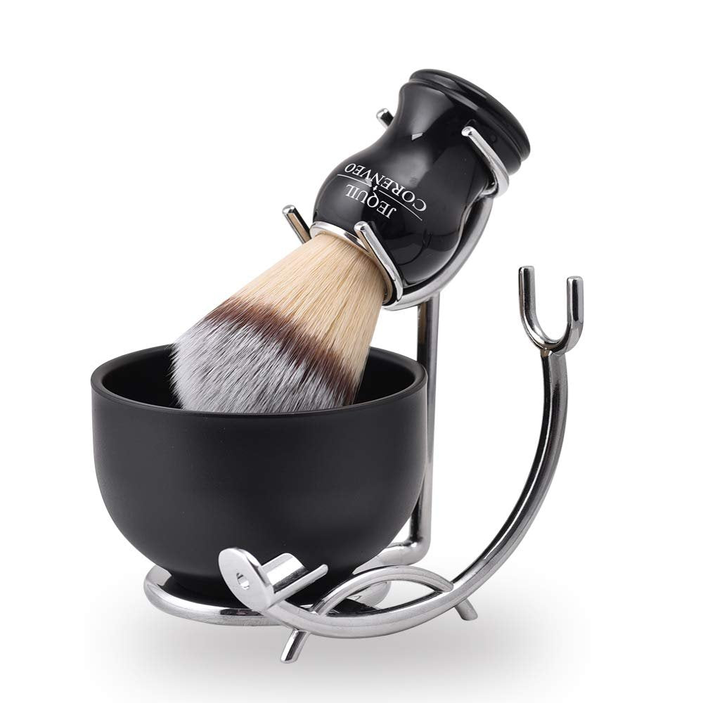 JEQUIL&CORENVEO Deluxe Shaving Kit for Men – 3-in-1 Shaving Set with Brush, Bowl, and Razor & Brush Holder Avelisse