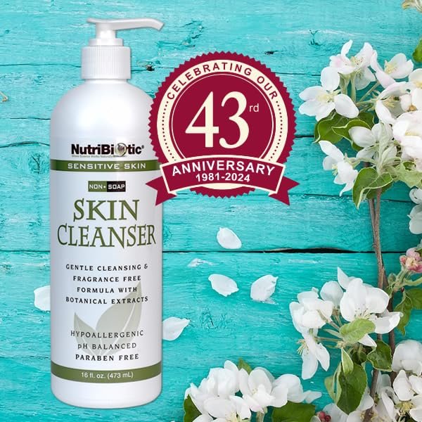 NutriBiotic Sensitive Skin Non-Soap Skin Cleanser, 16 Fl Oz Twin Pack – pH Balanced, Hypoallergenic & Biodegradable with GSE (Citricidal) Avelisse