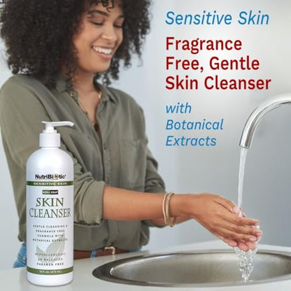 NutriBiotic Sensitive Skin Non-Soap Skin Cleanser, 16 Fl Oz Twin Pack – pH Balanced, Hypoallergenic & Biodegradable with GSE (Citricidal) Avelisse