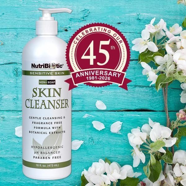 NutriBiotic Sensitive Skin Non-Soap Skin Cleanser, 16 Fl Oz Twin Pack – pH Balanced, Hypoallergenic & Biodegradable with GSE (Citricidal) Avelisse