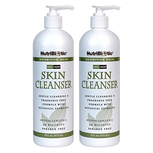NutriBiotic Sensitive Skin Non-Soap Skin Cleanser, 16 Fl Oz Twin Pack – pH Balanced, Hypoallergenic & Biodegradable with GSE (Citricidal) Avelisse