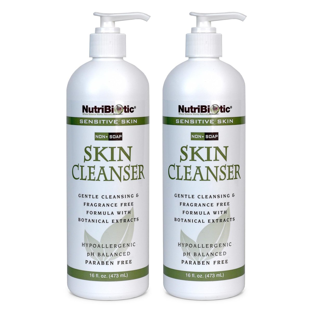 NutriBiotic Sensitive Skin Non-Soap Skin Cleanser, 16 Fl Oz Twin Pack – pH Balanced, Hypoallergenic & Biodegradable with GSE (Citricidal) Avelisse