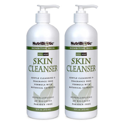 NutriBiotic Sensitive Skin Non-Soap Skin Cleanser, 16 Fl Oz Twin Pack – pH Balanced, Hypoallergenic & Biodegradable with GSE (Citricidal) Avelisse
