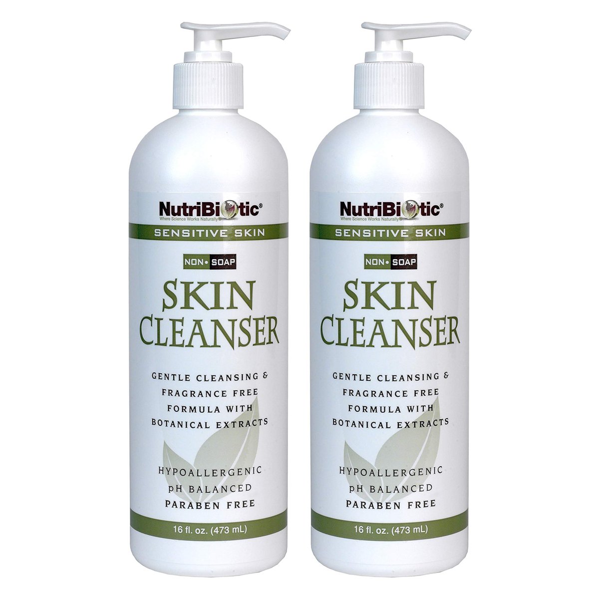 NutriBiotic Sensitive Skin Non-Soap Skin Cleanser, 16 Fl Oz Twin Pack – pH Balanced, Hypoallergenic & Biodegradable with GSE (Citricidal) Avelisse