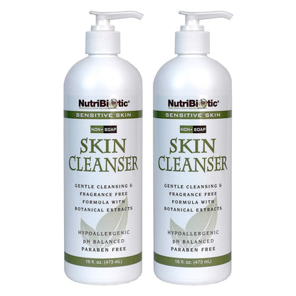 NutriBiotic Sensitive Skin Non-Soap Skin Cleanser, 16 Fl Oz Twin Pack – pH Balanced, Hypoallergenic & Biodegradable with GSE (Citricidal) Avelisse