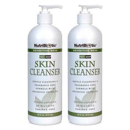NutriBiotic Sensitive Skin Non-Soap Skin Cleanser, 16 Fl Oz Twin Pack – pH Balanced, Hypoallergenic & Biodegradable with GSE (Citricidal) Avelisse