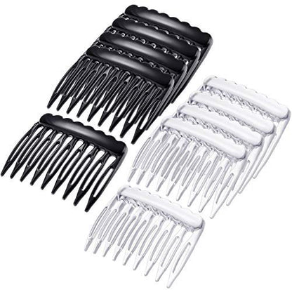 eBoot 24 Pieces Small Hair Combs - Plastic French Teeth Combs for Fine Hair, Black and Clear, Wedding Veil Accessories