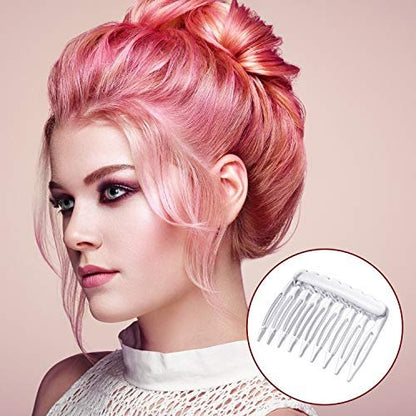 eBoot 24 Pieces Small Hair Combs - Plastic French Teeth Combs for Fine Hair, Black and Clear, Wedding Veil Accessories