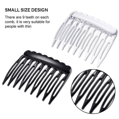 eBoot 24 Pieces Small Hair Combs - Plastic French Teeth Combs for Fine Hair, Black and Clear, Wedding Veil Accessories