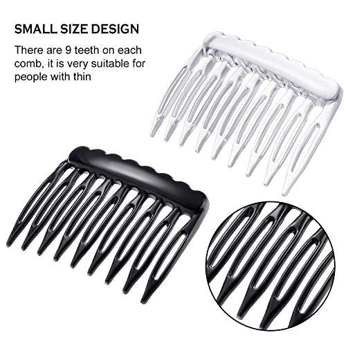 eBoot 24 Pieces Small Hair Combs - Plastic French Teeth Combs for Fine Hair, Black and Clear, Wedding Veil Accessories - görsel 6