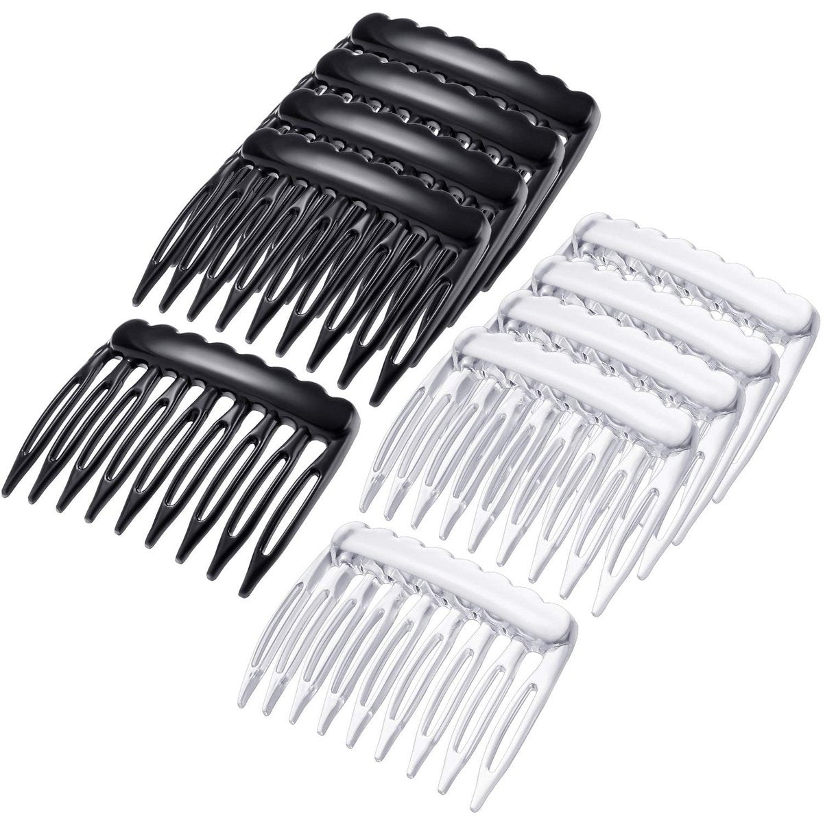 eBoot 24 Pieces Small Hair Combs - Plastic French Teeth Combs for Fine Hair, Black and Clear, Wedding Veil Accessories - görsel 1
