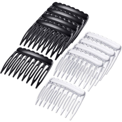eBoot 24 Pieces Small Hair Combs - Plastic French Teeth Combs for Fine Hair, Black and Clear, Wedding Veil Accessories