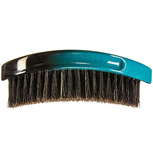 Torino Pro Curve Wave Brush #156 - Medium 100% Boar Bristle Curved 360 Wave Palm Brush for Men - Turquoise Avelisse