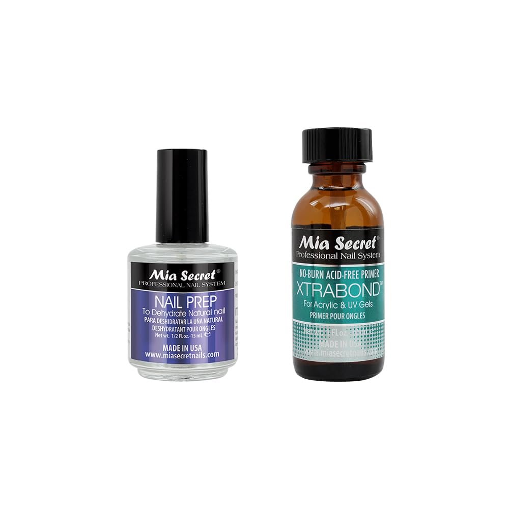 Mia Secret Professional Natural Nail Prep Dehydrate and Xtra Bond Acid-Free Primer Set – Superior Bonding for Acrylic Powder and Gel Nail Polish, Long-Lasting Wear Avelisse