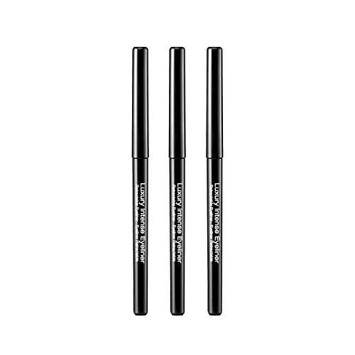 KISS NEW YORK Professional Retractable Eyeliner - Luxury Intense Highly Pigmented Eye Makeup, Long-Lasting, Water-Resistant, Smudge-Proof, Smooth Gliding (3 Pack, Blackest Black) - görsel 2