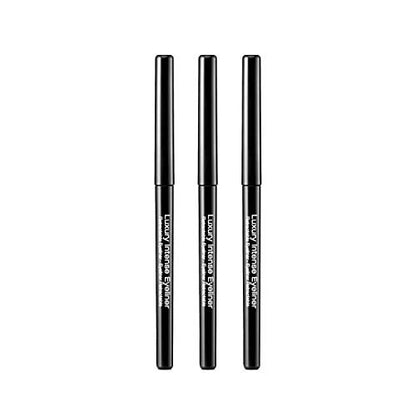 KISS NEW YORK Professional Retractable Eyeliner - Luxury Intense Highly Pigmented Eye Makeup, Long-Lasting, Water-Resistant, Smudge-Proof, Smooth Gliding (3 Pack, Blackest Black)