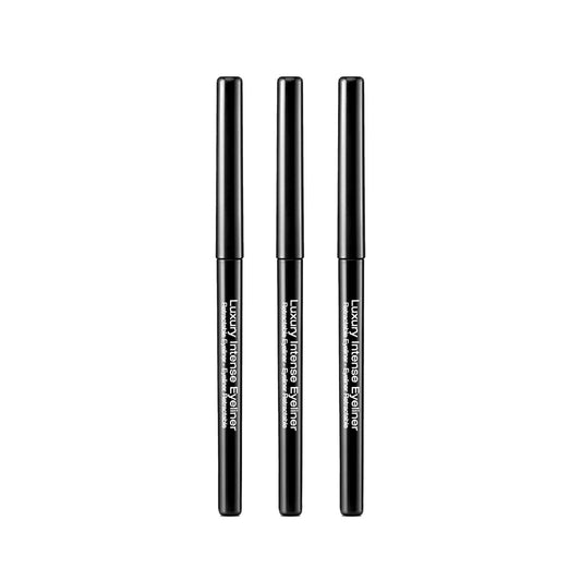 KISS NEW YORK Professional Retractable Eyeliner - Luxury Intense Highly Pigmented Eye Makeup, Long-Lasting, Water-Resistant, Smudge-Proof, Smooth Gliding (3 Pack, Blackest Black)