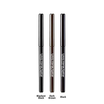 KISS NEW YORK Professional Retractable Eyeliner - Luxury Intense Highly Pigmented Eye Makeup, Long-Lasting, Water-Resistant, Smudge-Proof, Smooth Gliding (3 Pack, Blackest Black)
