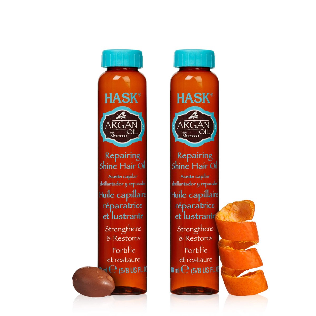 HASK Argan Repairing Hair Oil Vials for Shine and Frizz Control - Pack of 2 (0.61 Fl Oz Each), Color Safe, Gluten Free, Sulfate Free, Paraben Free - görsel 1