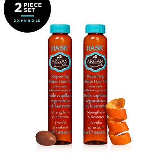 HASK Argan Repairing Hair Oil Vials for Shine and Frizz Control - Pack of 2 (0.61 Fl Oz Each), Color Safe, Gluten Free, Sulfate Free, Paraben Free - görsel 4