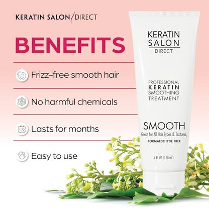 Keratin Salon Direct Keratin Hair Treatment - 4 oz | Frizz Control, Formaldehyde Free, Salon Quality Smoothing Treatment for All Hair Types Avelisse