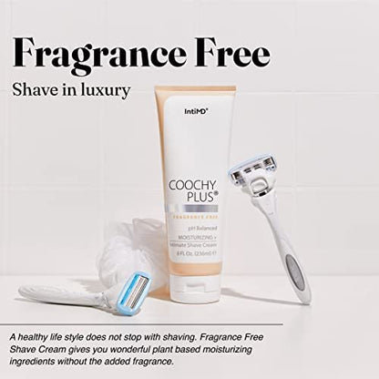 IntiMD Coochy Plus Intimate Shaving Cream – Fragrance Free, 8 oz – Rash-Free Shaving for Pubic Area, Bikini Line, Armpits – Prevents Razor Burn, Bumps, Ingrown Hair & Itchiness