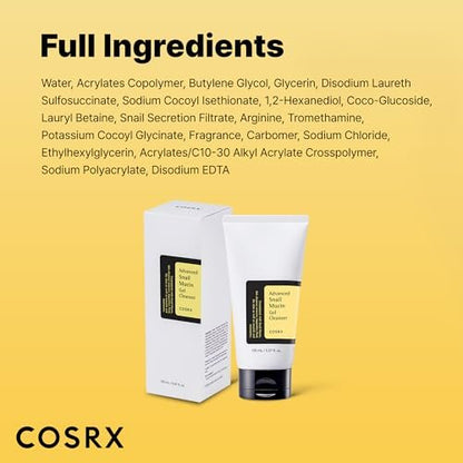 COSRX Advanced Snail Mucin Gel Cleanser - 5.07 Fl Oz (150 mL) - Rich Daily Deep Cleansing Gel for Dry & Sensitive Skin, Korean Skin Care, No Parabens, Not Tested on Animals Avelisse