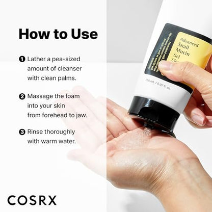 COSRX Advanced Snail Mucin Gel Cleanser - 5.07 Fl Oz (150 mL) - Rich Daily Deep Cleansing Gel for Dry & Sensitive Skin, Korean Skin Care, No Parabens, Not Tested on Animals Avelisse