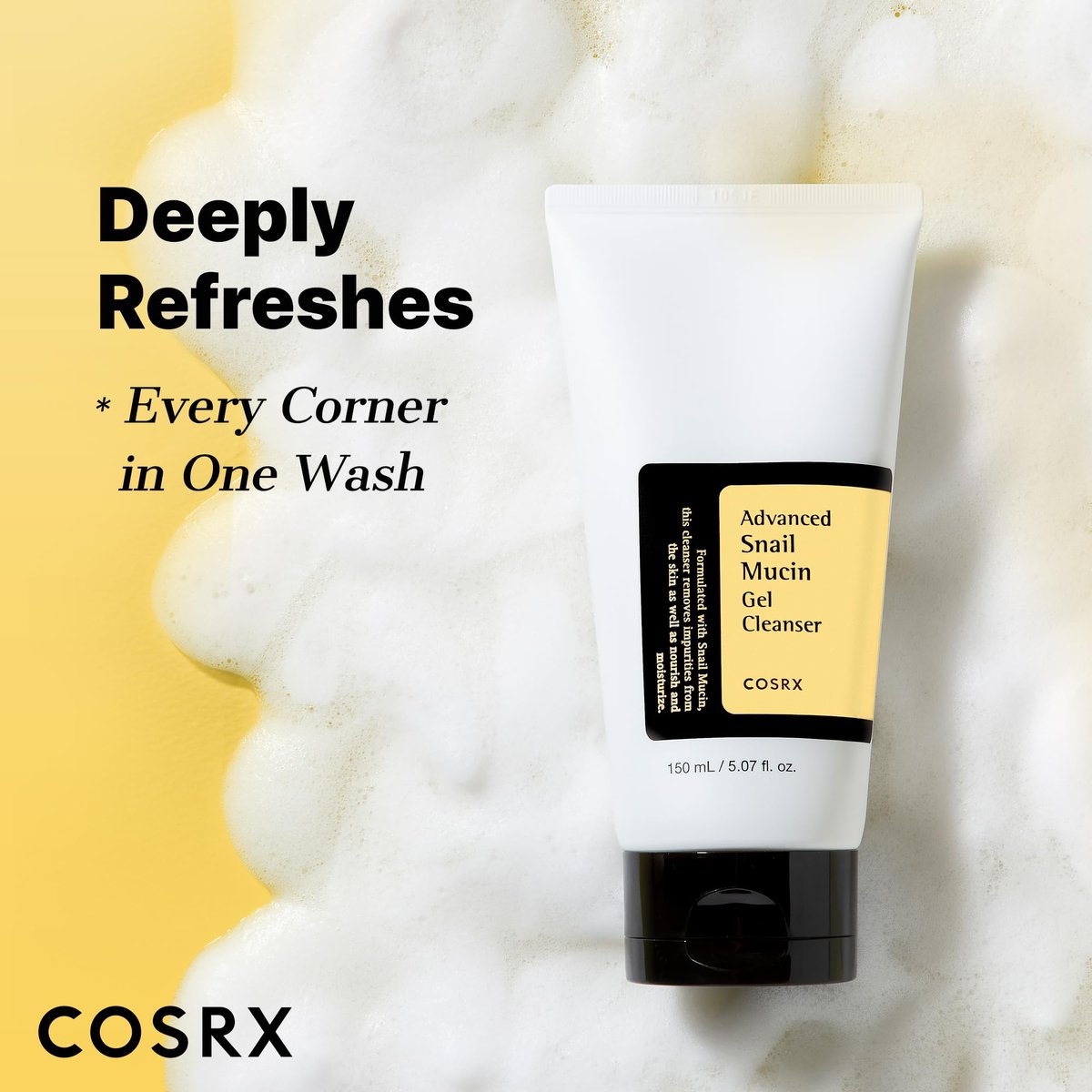 COSRX Advanced Snail Mucin Gel Cleanser - 5.07 Fl Oz (150 mL) - Rich Daily Deep Cleansing Gel for Dry & Sensitive Skin, Korean Skin Care, No Parabens, Not Tested on Animals Avelisse