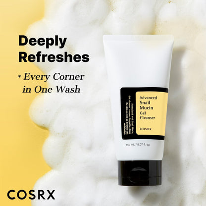 COSRX Advanced Snail Mucin Gel Cleanser - 5.07 Fl Oz (150 mL) - Rich Daily Deep Cleansing Gel for Dry & Sensitive Skin, Korean Skin Care, No Parabens, Not Tested on Animals Avelisse
