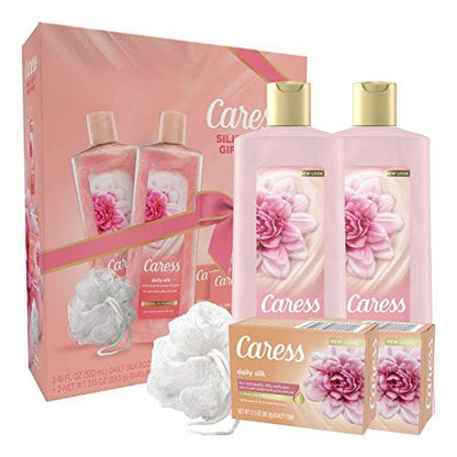 Caress Daily Silk Bar Soap & Hydrating Body Wash Gift Set, 5 Piece Set, 4 Count