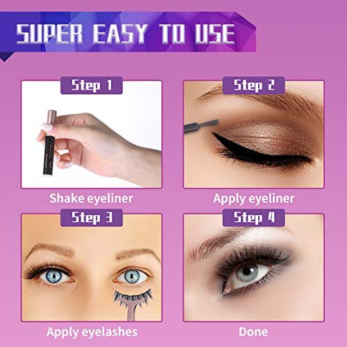 DEJAVIA Magnetic Eyelashes with Eyeliner Kit - 10 Pairs Premium 3D Natural Look Reusable Eyelashes with Tweezers Applicator, Strong Magnetic Eyeliner, No Glue Needed - görsel 16