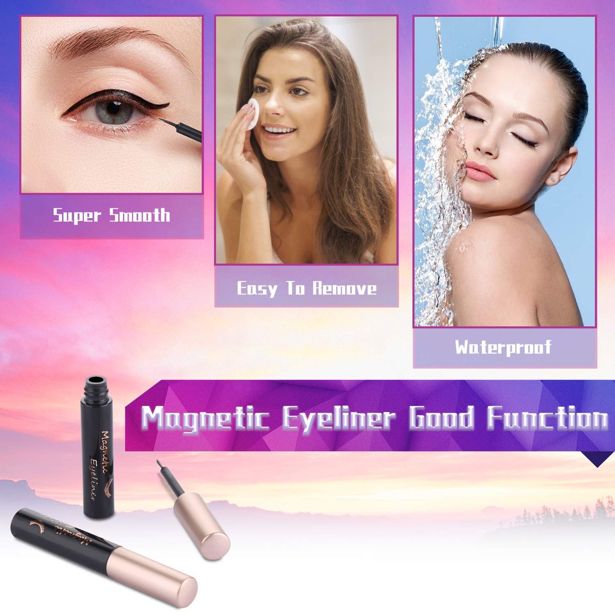 DEJAVIA Magnetic Eyelashes with Eyeliner Kit - 10 Pairs Premium 3D Natural Look Reusable Eyelashes with Tweezers Applicator, Strong Magnetic Eyeliner, No Glue Needed - görsel 7