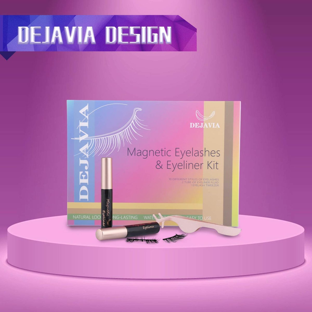DEJAVIA Magnetic Eyelashes with Eyeliner Kit - 10 Pairs Premium 3D Natural Look Reusable Eyelashes with Tweezers Applicator, Strong Magnetic Eyeliner, No Glue Needed - görsel 17