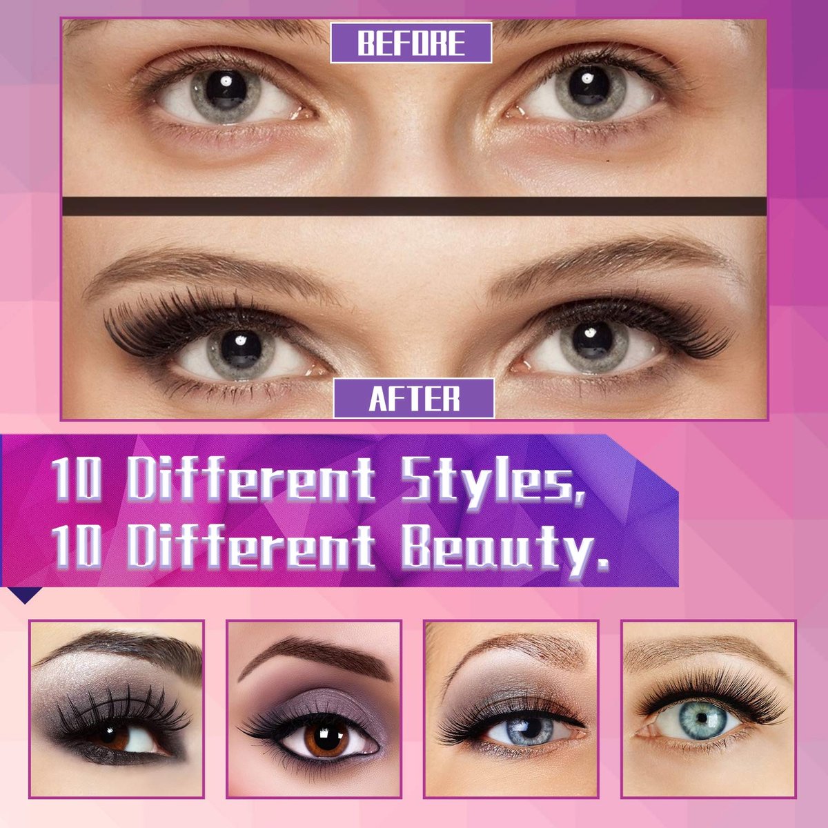DEJAVIA Magnetic Eyelashes with Eyeliner Kit - 10 Pairs Premium 3D Natural Look Reusable Eyelashes with Tweezers Applicator, Strong Magnetic Eyeliner, No Glue Needed - görsel 11
