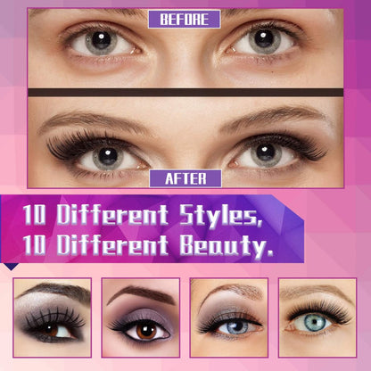 DEJAVIA Magnetic Eyelashes with Eyeliner Kit - 10 Pairs Premium 3D Natural Look Reusable Eyelashes with Tweezers Applicator, Strong Magnetic Eyeliner, No Glue Needed