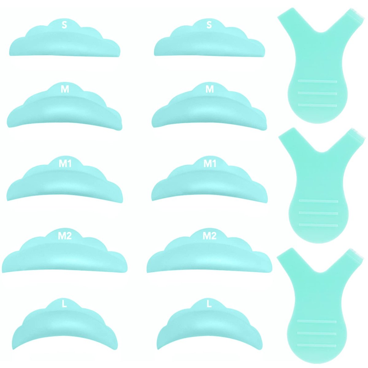 Lash Lift Pads DIY Eyelash Perm Rods 10 Pcs Sky Blue Silicone Shields - Reusable 5 Sizes SMM1M2L - görsel 10