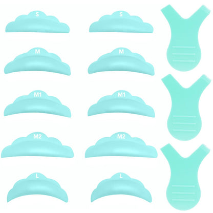 Lash Lift Pads DIY Eyelash Perm Rods 10 Pcs Sky Blue Silicone Shields - Reusable 5 Sizes SMM1M2L