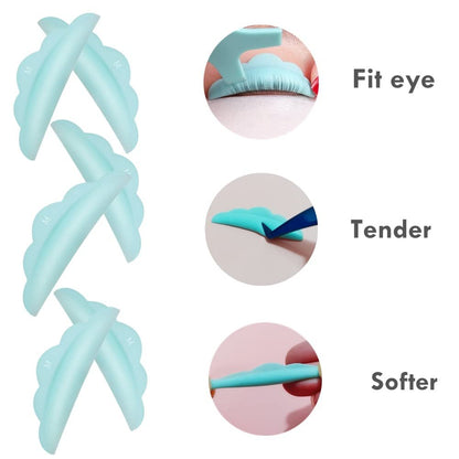 Lash Lift Pads DIY Eyelash Perm Rods 10 Pcs Sky Blue Silicone Shields - Reusable 5 Sizes SMM1M2L