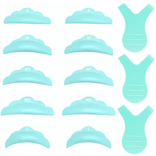 Lash Lift Pads DIY Eyelash Perm Rods 10 Pcs Sky Blue Silicone Shields - Reusable 5 Sizes SMM1M2L - görsel 11