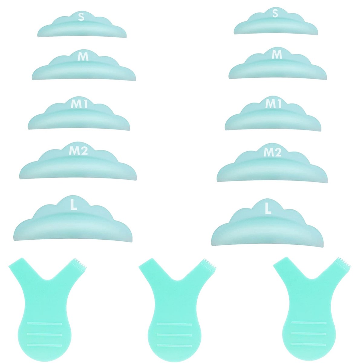 Lash Lift Pads DIY Eyelash Perm Rods 10 Pcs Sky Blue Silicone Shields - Reusable 5 Sizes SMM1M2L - görsel 3