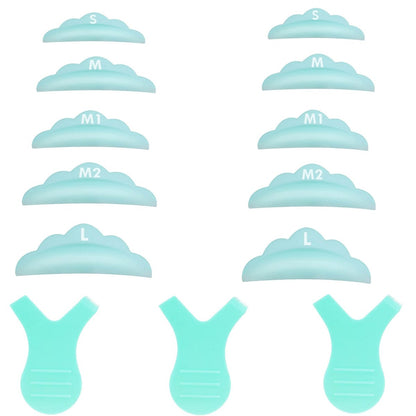 Lash Lift Pads DIY Eyelash Perm Rods 10 Pcs Sky Blue Silicone Shields - Reusable 5 Sizes SMM1M2L